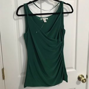 Kenneth Cole Green Sleeveless V-Neck Blouse